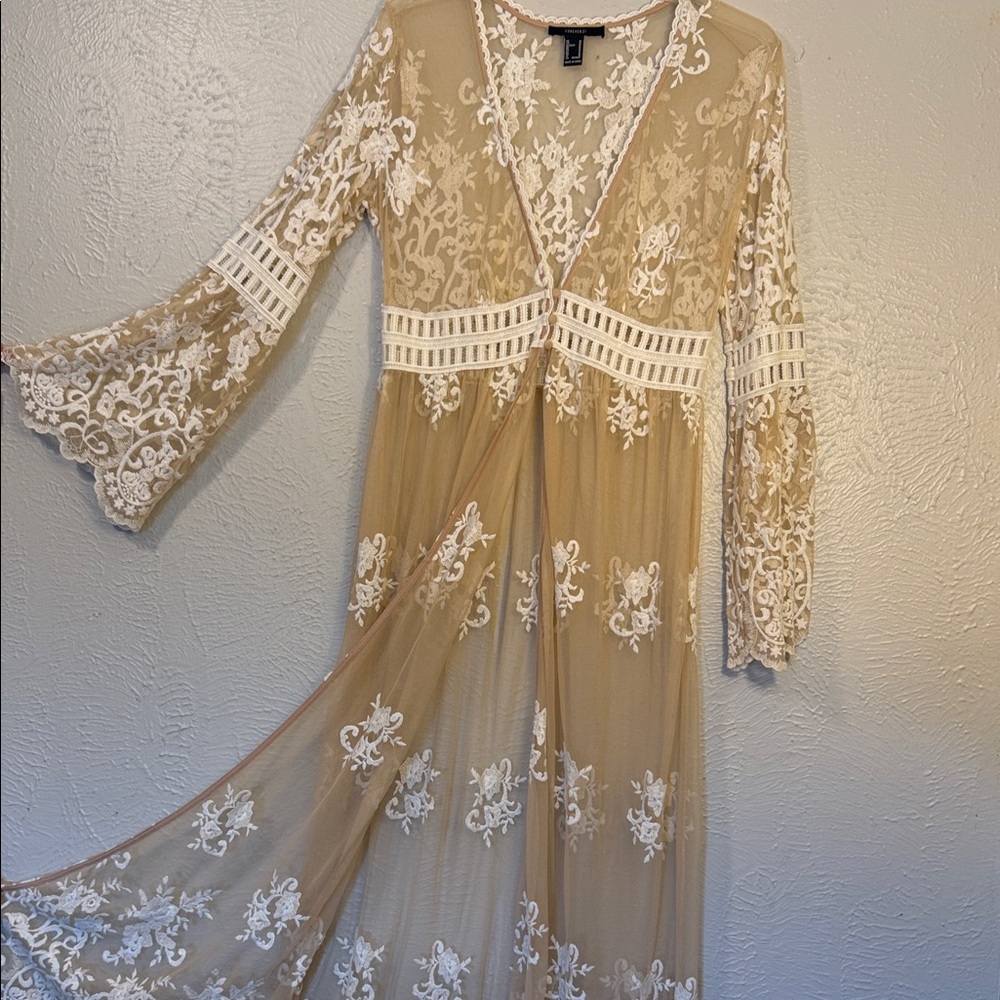 Forever 21 Floral Lace Sheer Cardigan